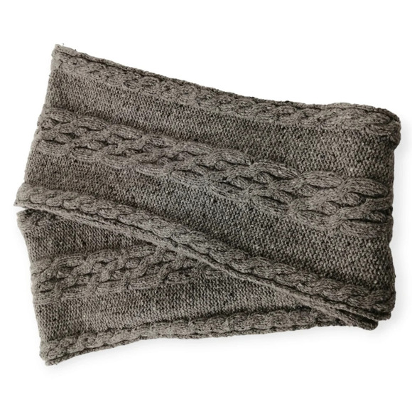 Billy Reid 100% Wool Cable Knit Gray Speckled Chunky Infinity Scarf - Picture 1 of 13